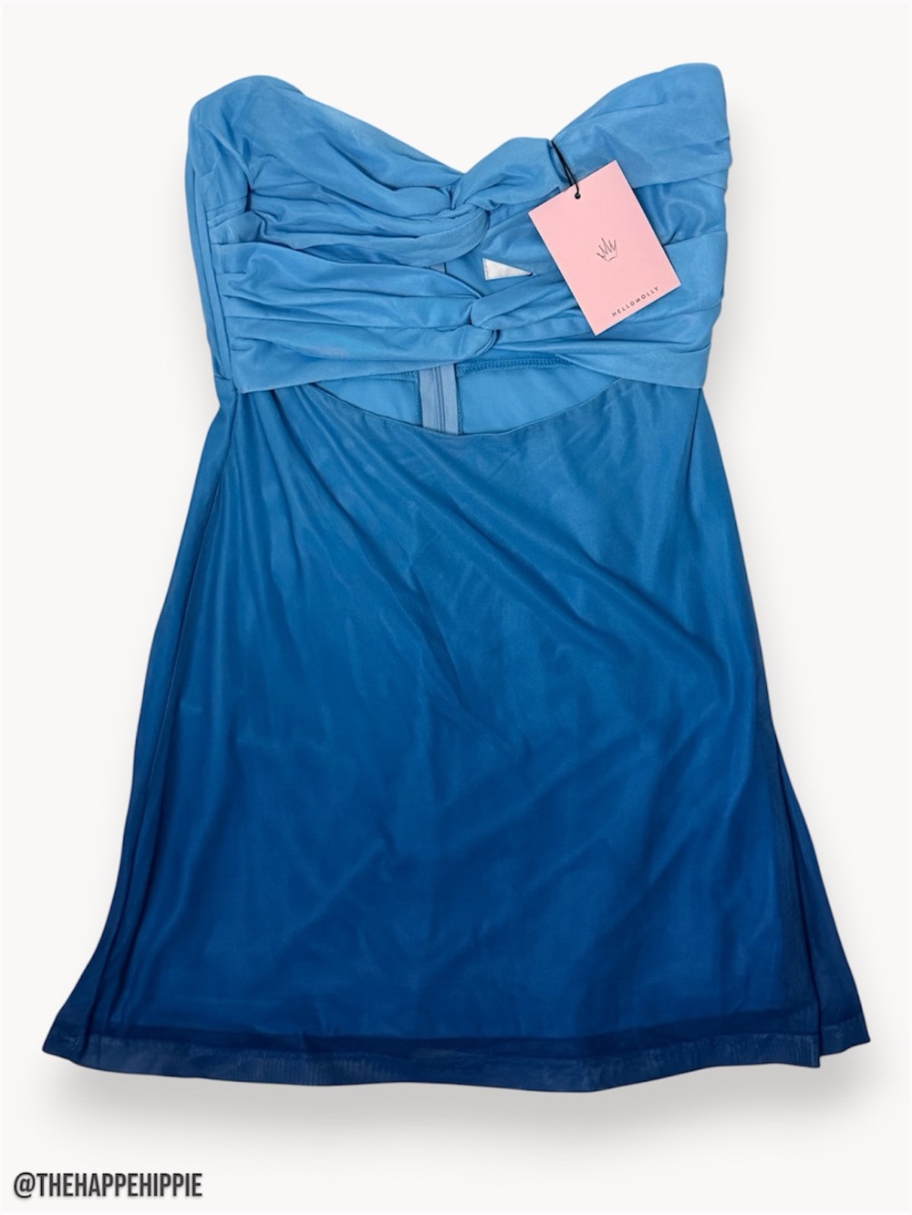Hello Molly Blue Ombre Twist Cutout Strapless Mini Dress - NWT - Picture 3 of 8
